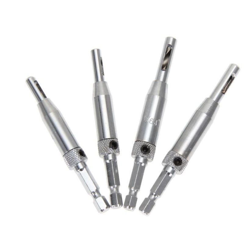 4PCS Self-Centering Drill Bits Hex Shank Hinge Hole Screw Guide