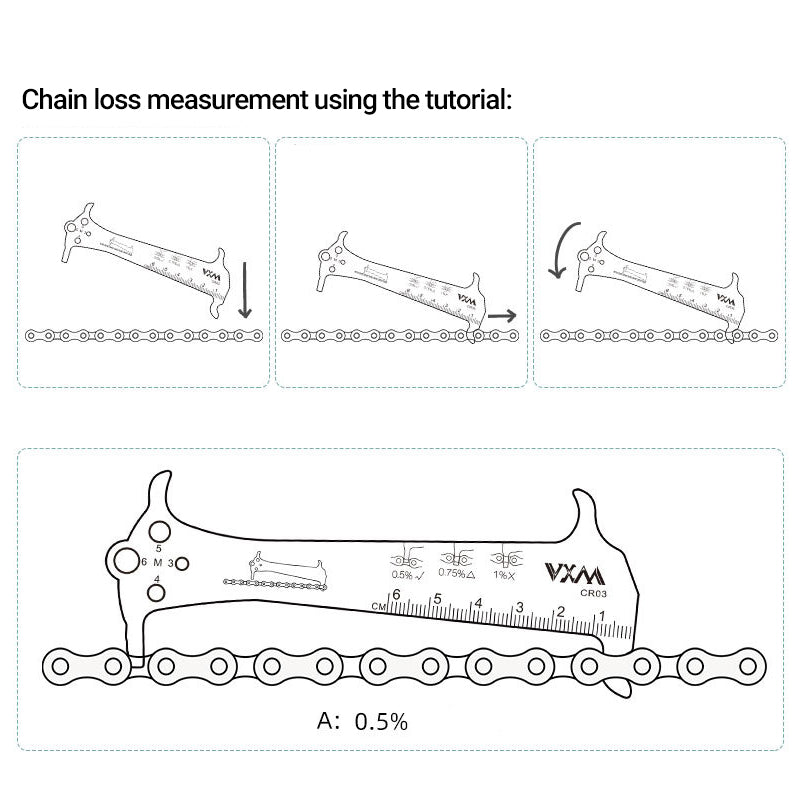 Bike Chain Wear Checker with Hook Bolt Gauge Lightweight Maintenance Tool