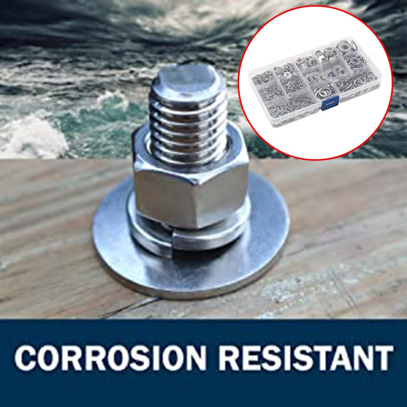 800PCS M4–M12 Stainless Steel Flat Spring Washer Kit