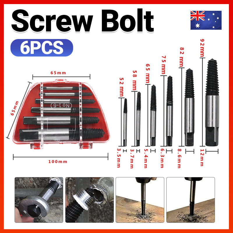 6PCS Damaged Screw Bolt Extractor Easy Out Broken Screw Remover Kit