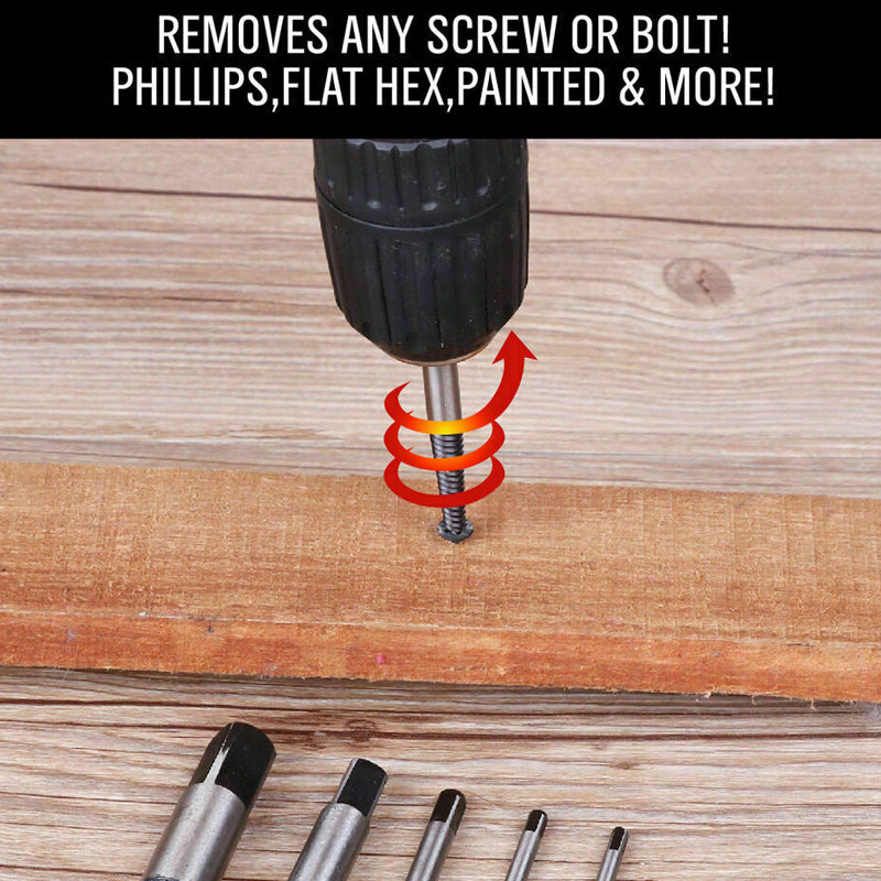 6PCS Damaged Screw Bolt Extractor Easy Out Broken Screw Remover Kit