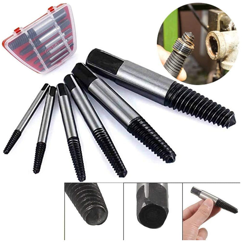 6PCS Damaged Screw Bolt Extractor Easy Out Broken Screw Remover Kit