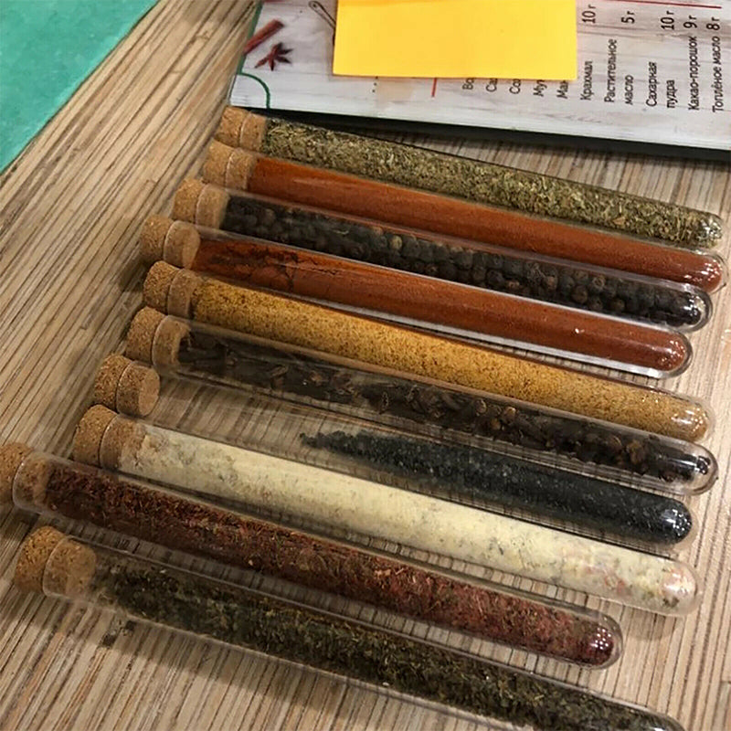 50PCS Clear Plastic Test Tubes with Cork Stopper 15ml Bottles