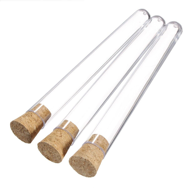 50PCS Clear Plastic Test Tubes with Cork Stopper 15ml Bottles