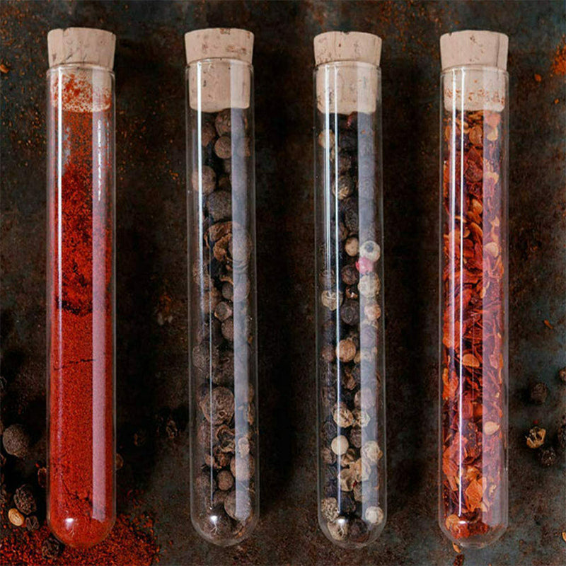 50PCS Clear Plastic Test Tubes with Cork Stopper 15ml Bottles