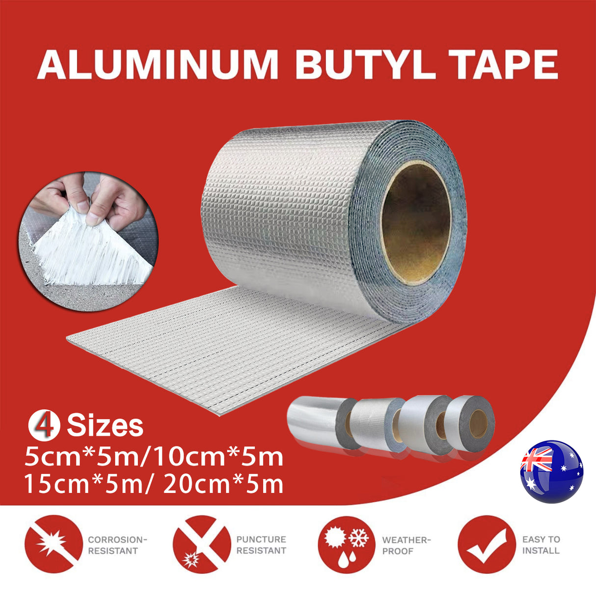 Butyl Rubber Aluminium Foil Waterproof Tape 5M 1 Roll Repair