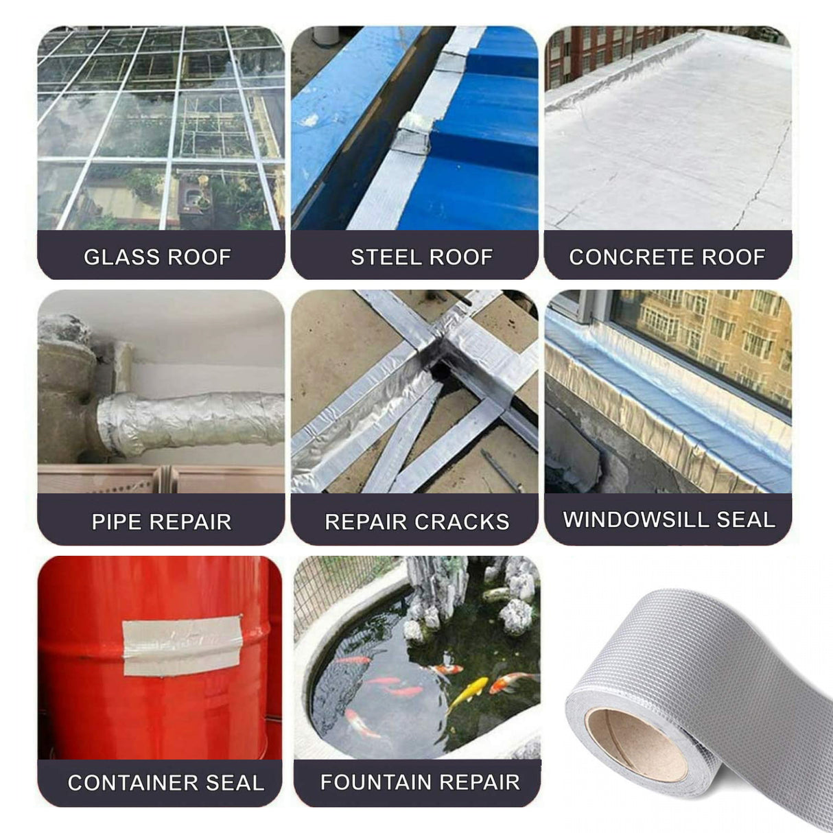 Butyl Rubber Aluminium Foil Waterproof Tape 5M 1 Roll Repair