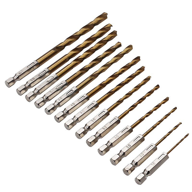 13PCS Quick Change HSS Titanium Drill Bits Hex Shank Set