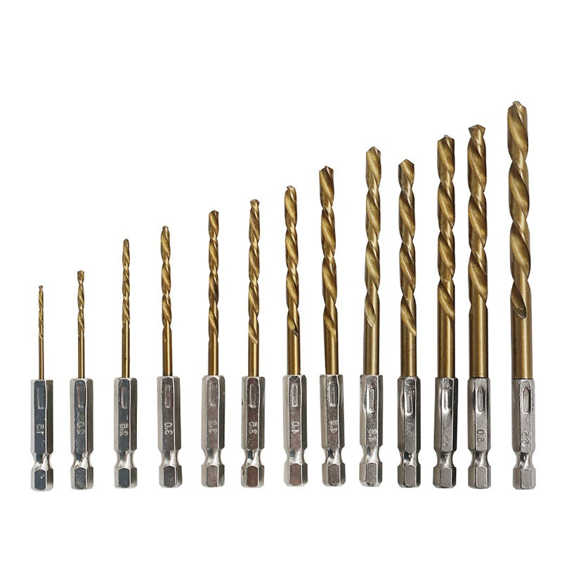 13PCS Quick Change HSS Titanium Drill Bits Hex Shank Set