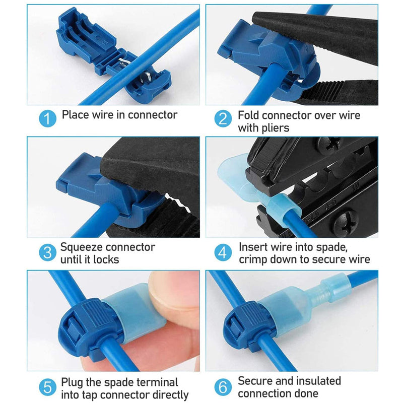 30PCS T-Tap Electrical Wire Crimp Terminals Quick Splice Cable Connector Set