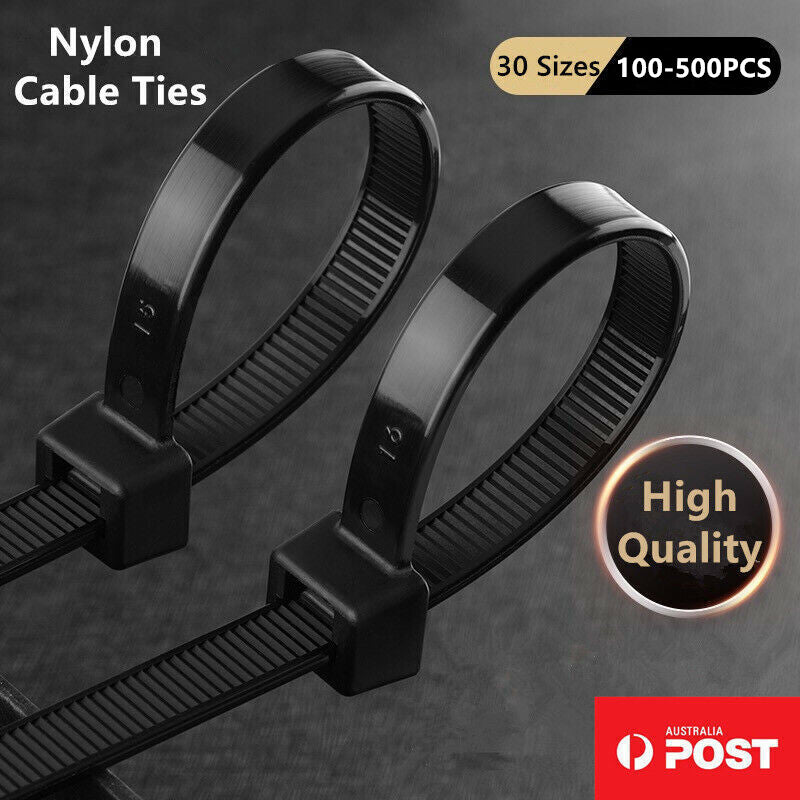100-500PCS Nylon Cable Ties UV Resistant Zip Wire Ties Bulk Pack