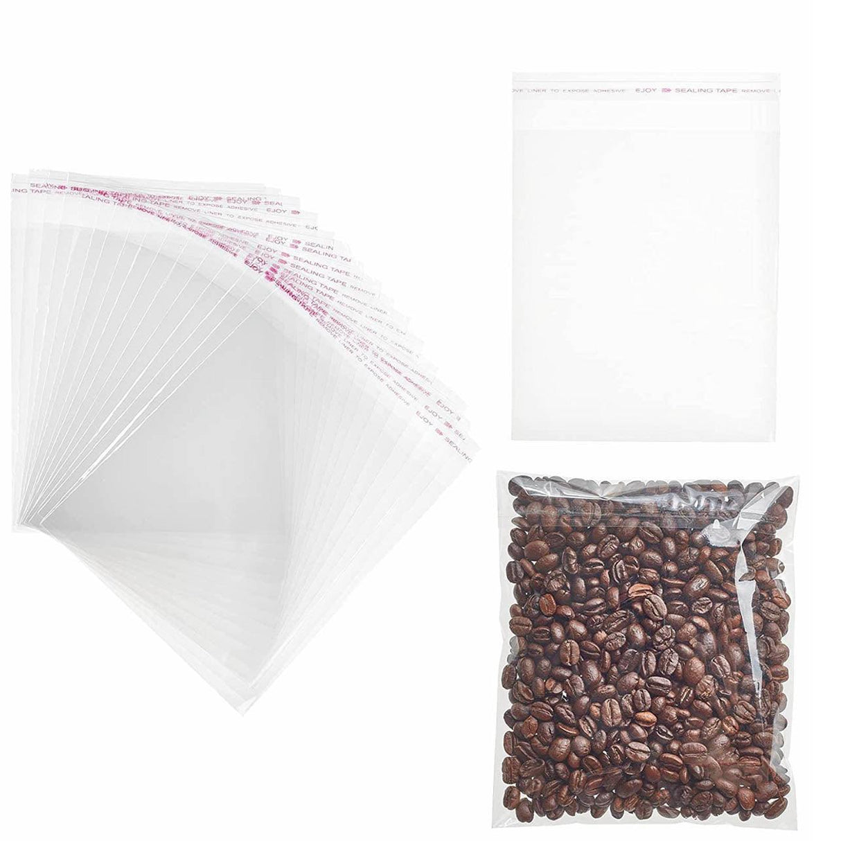 100-1000pcs Clear Self-Adhesive OPP Bags Resealable Plastic