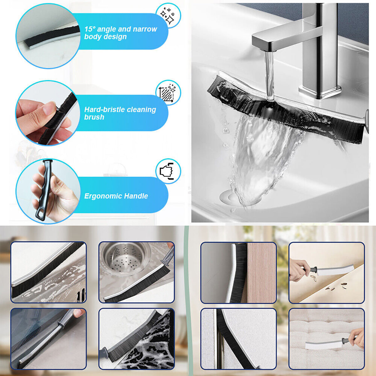 Hard Bristle Crevice Cleaning Brush for Household Gaps
