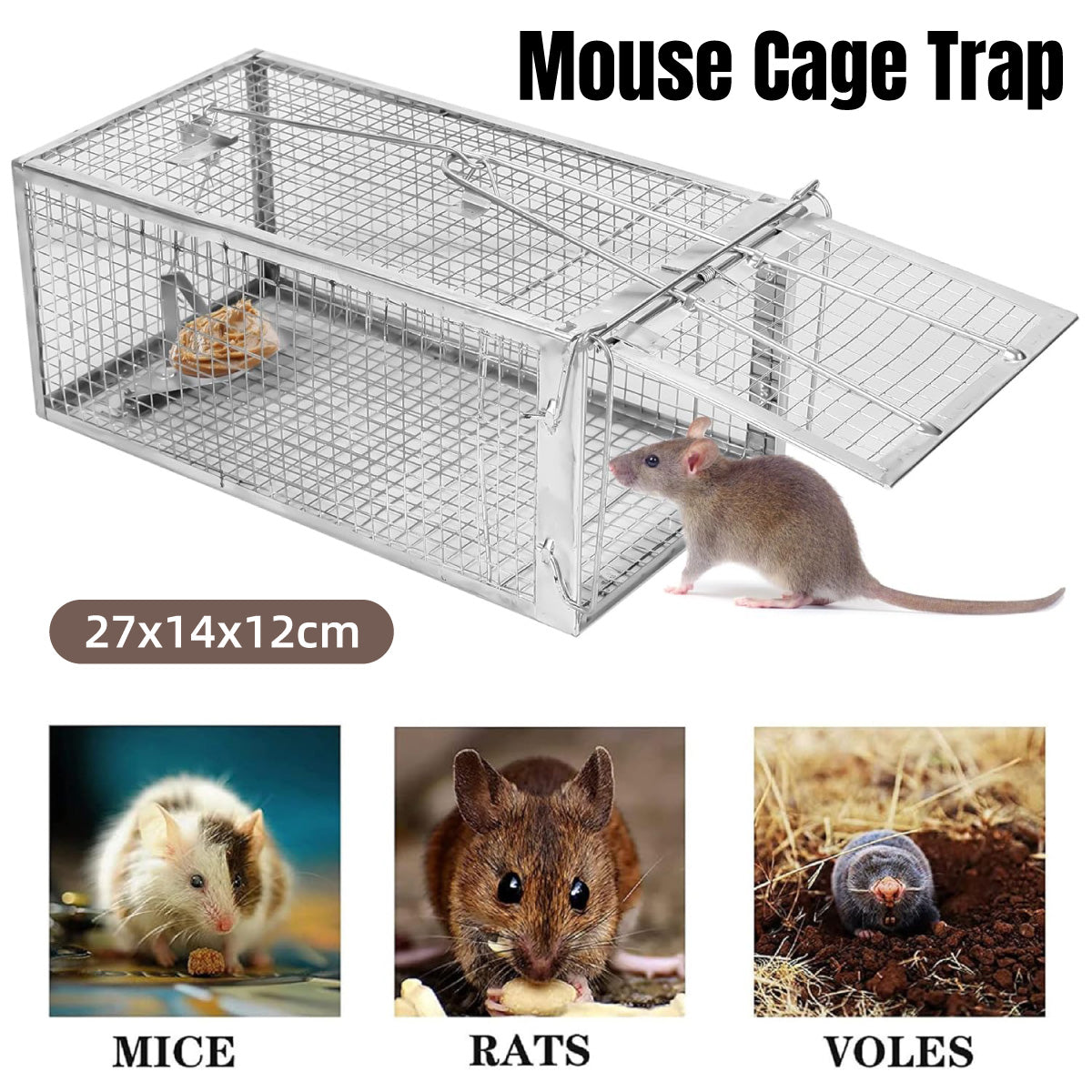 Humane Rat Trap Cage Live Animal Catch Box Stainless Steel