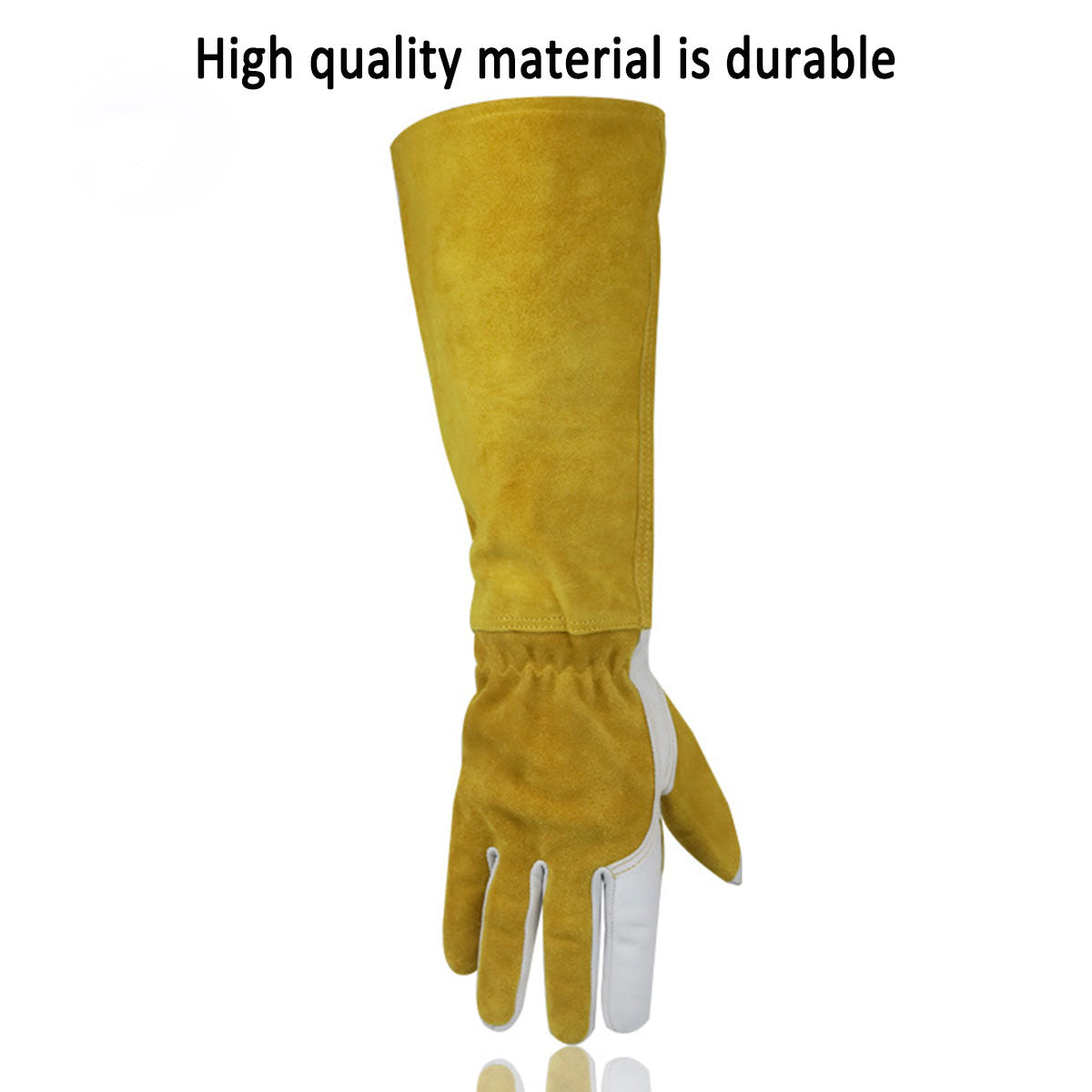 Long Leather Safety Work Gloves with Extended Cuff for Warehouse Maintenance