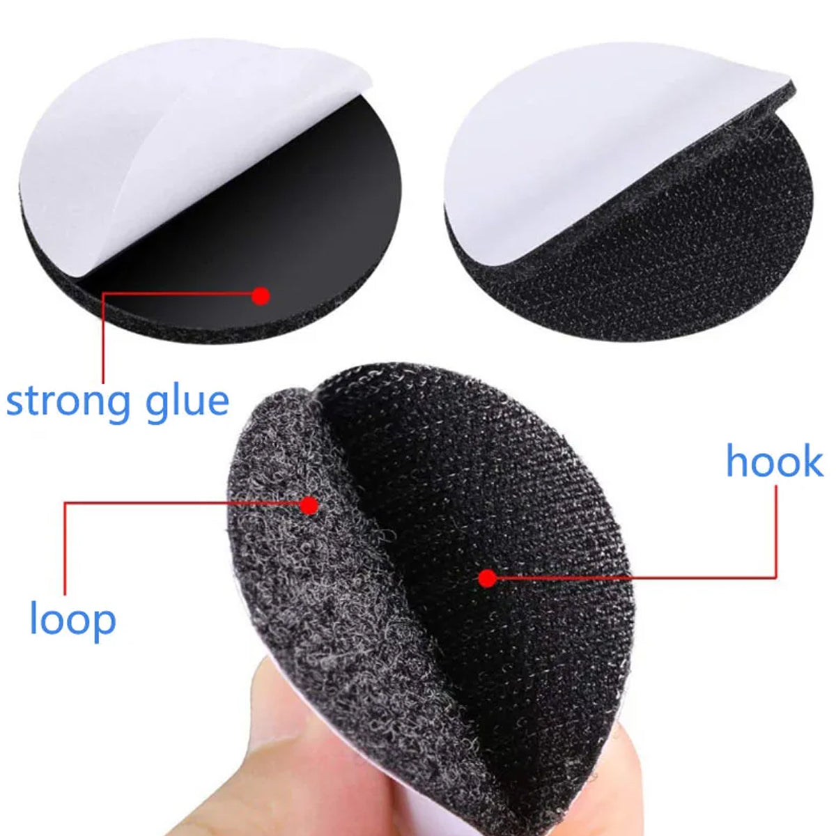 Strong Sticky Round Self Adhesive Velcro Dots DIY Bond Tape No Mark Fasteners