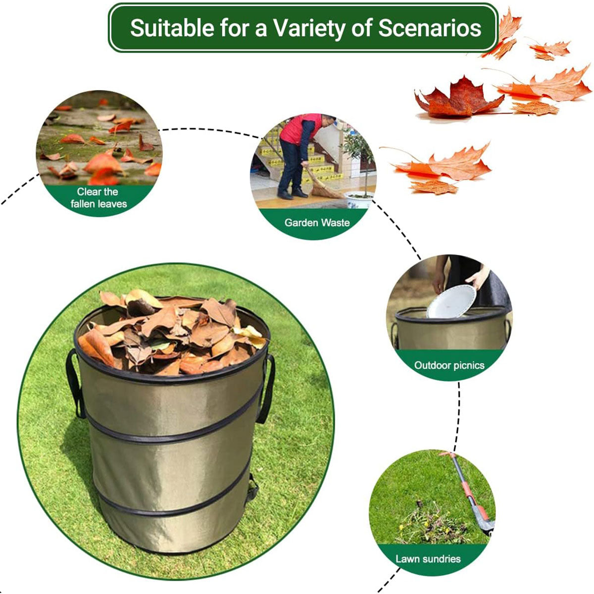 Folding Garden Leaf Bin Portable Outdoor Storage Bucket