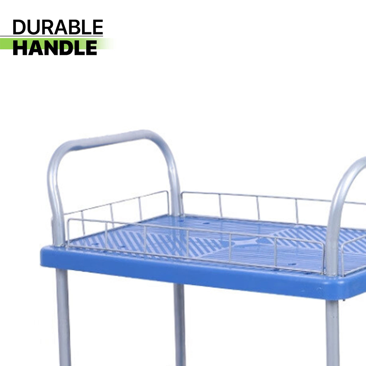 2 Tier Silent Flatbed Trolley Double Handle Warehouse Transport Cart
