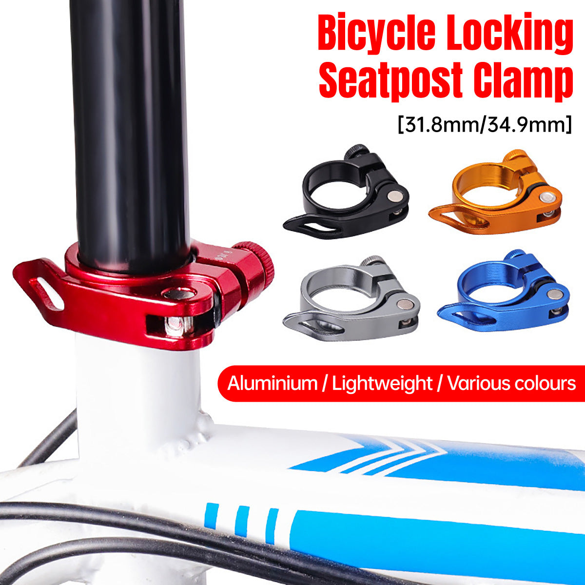 31.8/34.9mm Alloy Quick Release Bike Seat Clamp MTB Road
