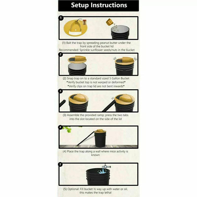 Flip N Slide Bucket Lid Mouse Rat Trap With Ladder Mousetrap Catcher