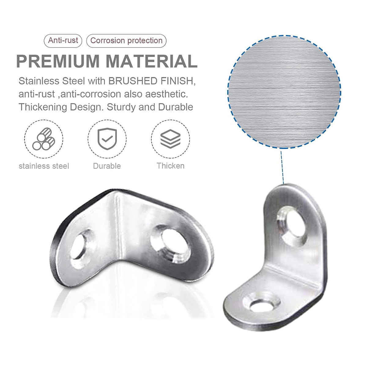 10PCS 90 Degree L-Shaped Angle Brackets Stainless Steel Furniture Support