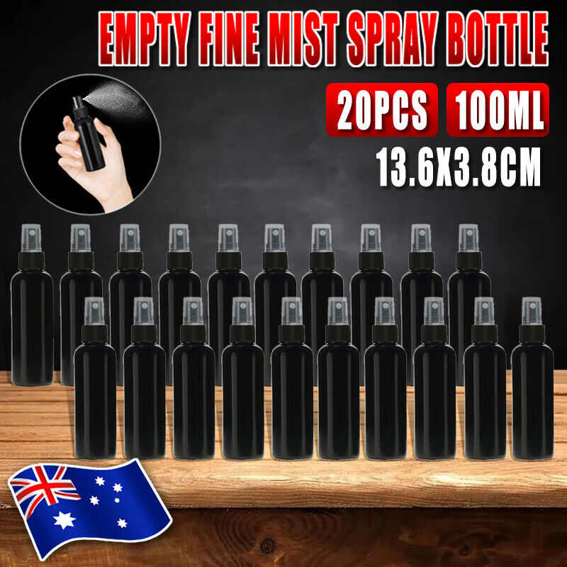 20pcs Plastic Spray Bottles 100ml Empty Fine Mist Atomizer Black
