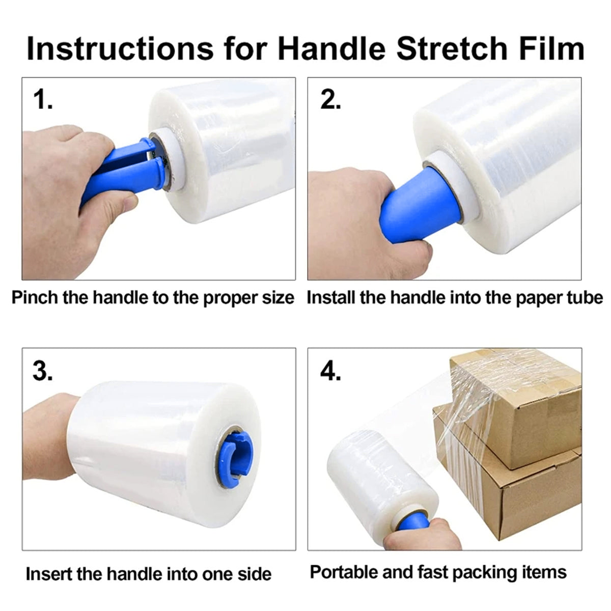 Mini Stretch Wrap Handle Film Packaging Clear Plastic Shrink Wrap Roll