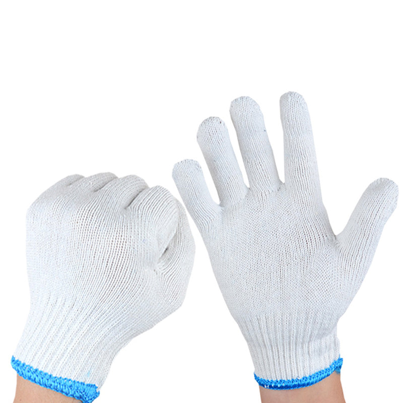 White Safety Work Glove Knitted Cotton Heavy Duty Factory Warehouse