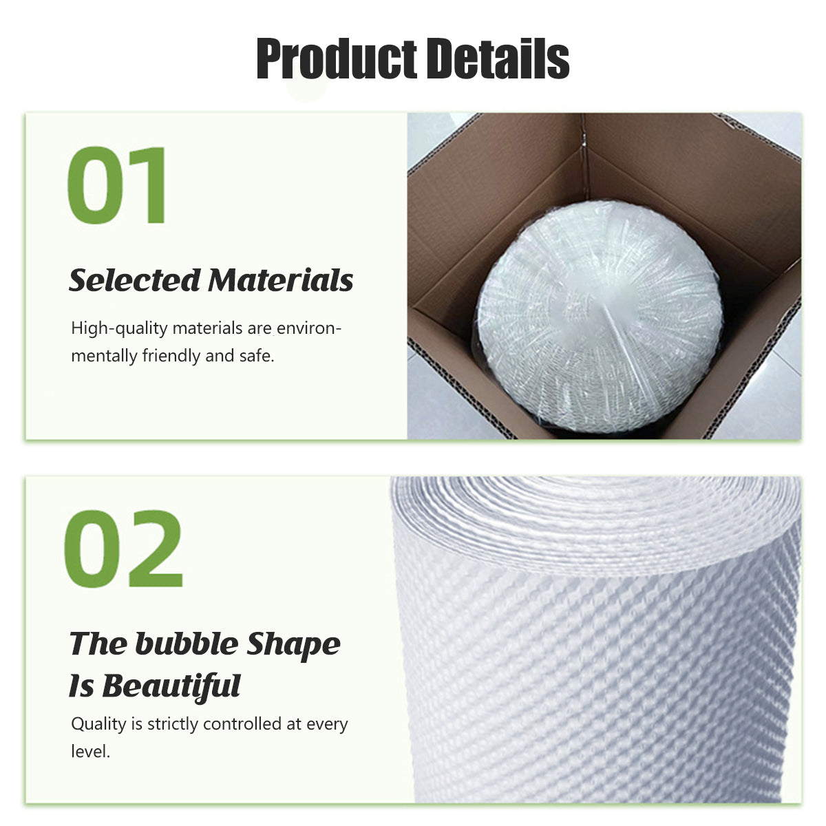 White Kraft Bubble Paper Roll Degradable Cushion Packaging Wrap