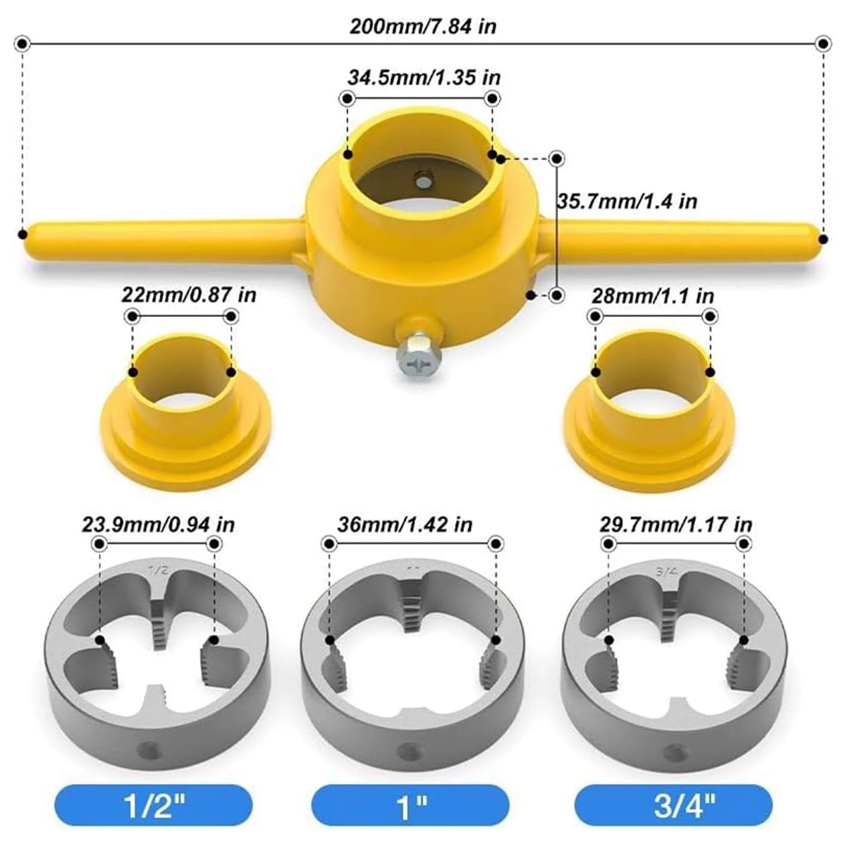 6PCS Plumbing Pipe Thread Die Set for Plastic Water Pipes