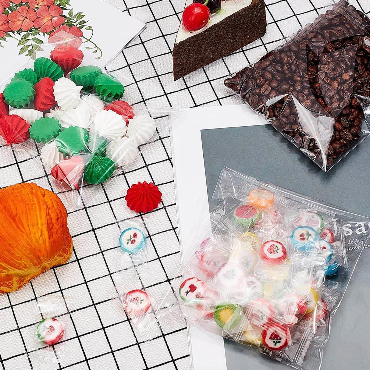 100-1000pcs Clear Self-Adhesive OPP Bags Resealable Plastic