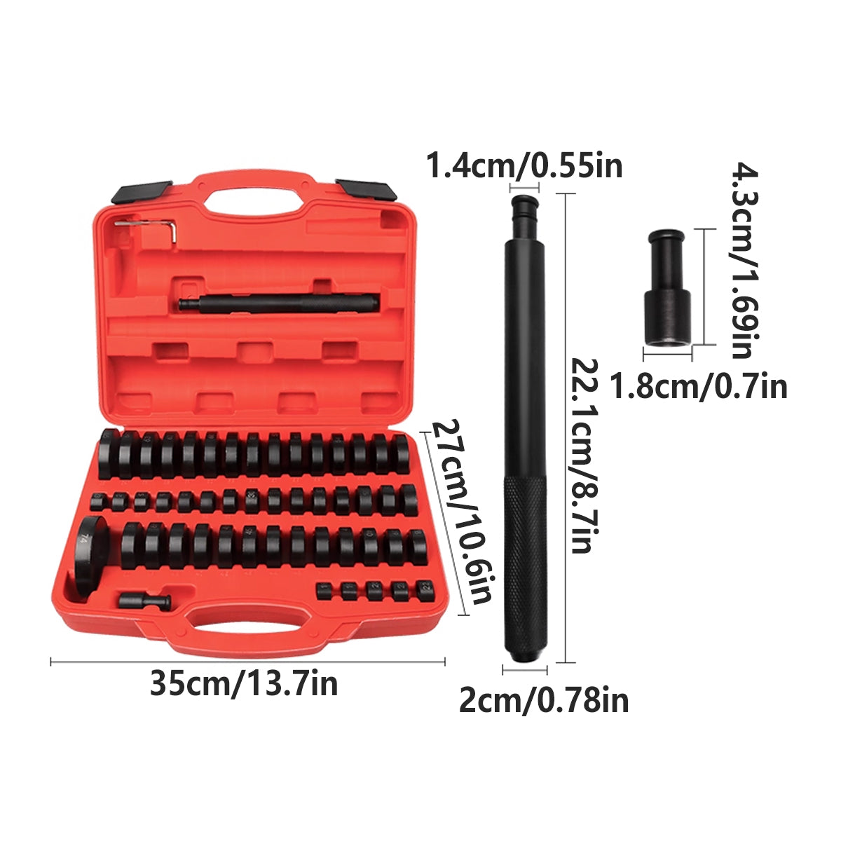 52-Piece Wheel Bearing Installation Tool Set for Automotive Hub Service