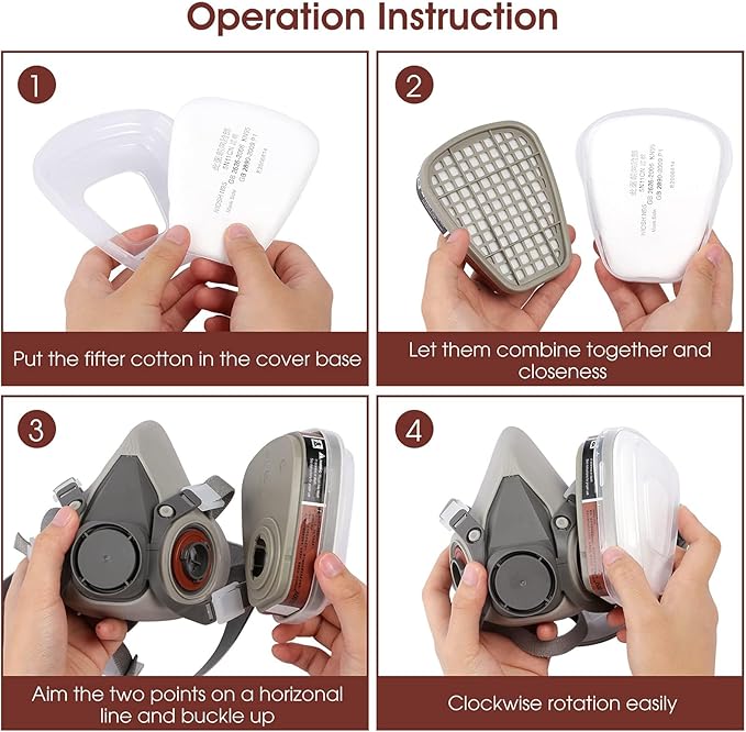 6200 Protective Respirator Face Mask Set with Dual Filters 8PCS