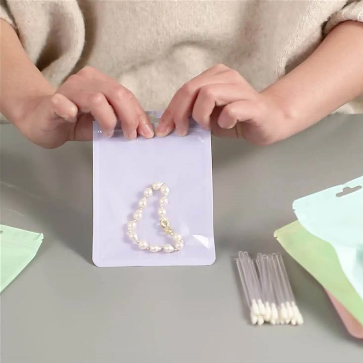 100pcs Macaron Colour Zip Lock Bags Transparent Storage Pouches