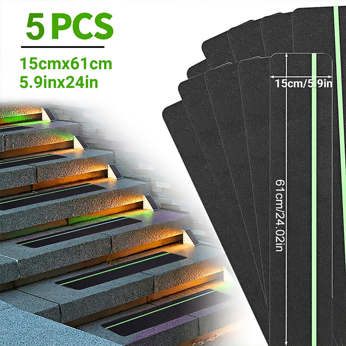 5PCS Non Slip Safety Grip Tape for Stairs Walkways Textured Adhesive
