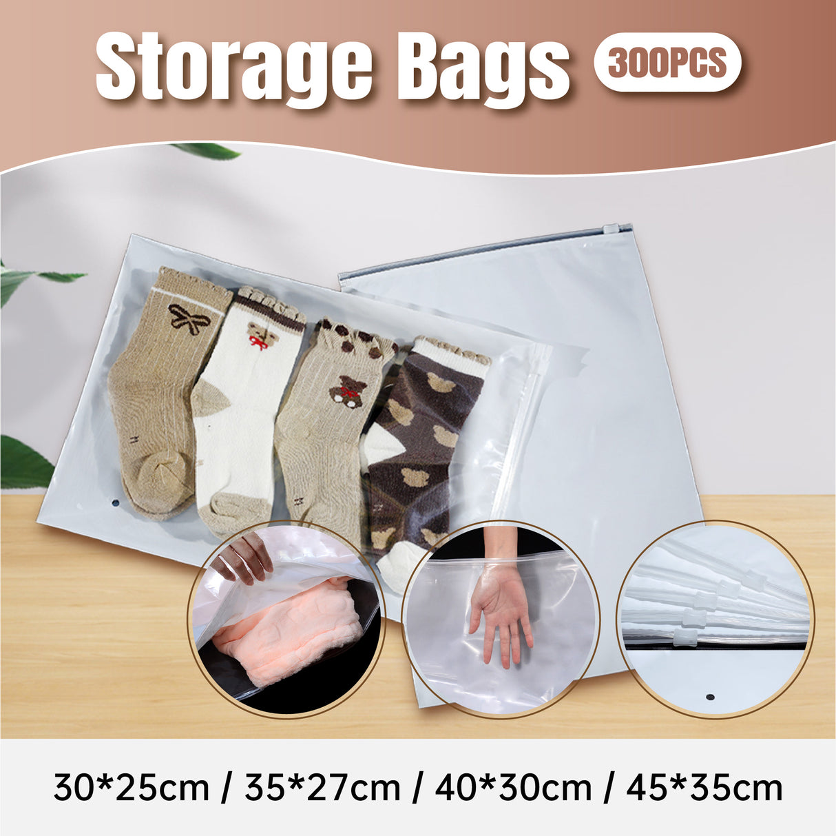 300PCS Zip Lock Plastic Reclosable Resealable Storage Bags