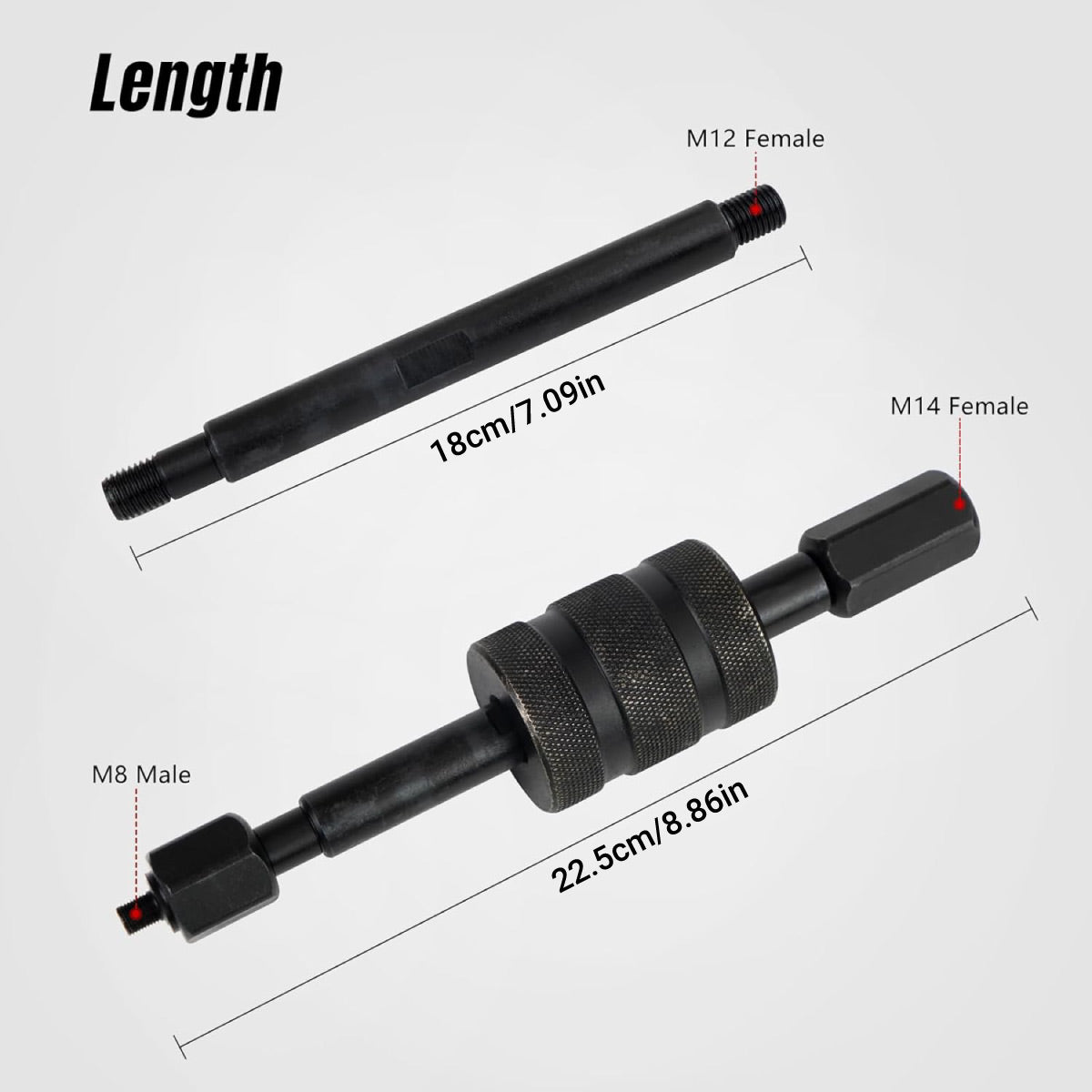 Diesel Injector Removal Tool Set with Sliding Hammer M8–M14