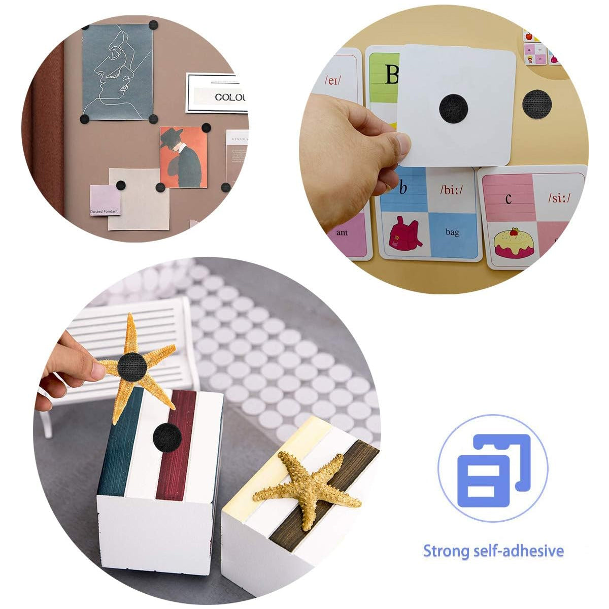 Strong Sticky Round Self Adhesive Velcro Dots DIY Bond Tape No Mark Fasteners