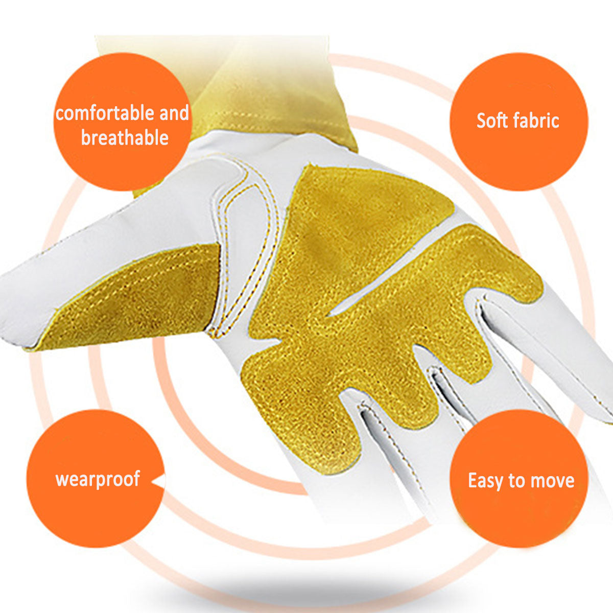 Long Leather Safety Work Gloves with Extended Cuff for Warehouse Maintenance