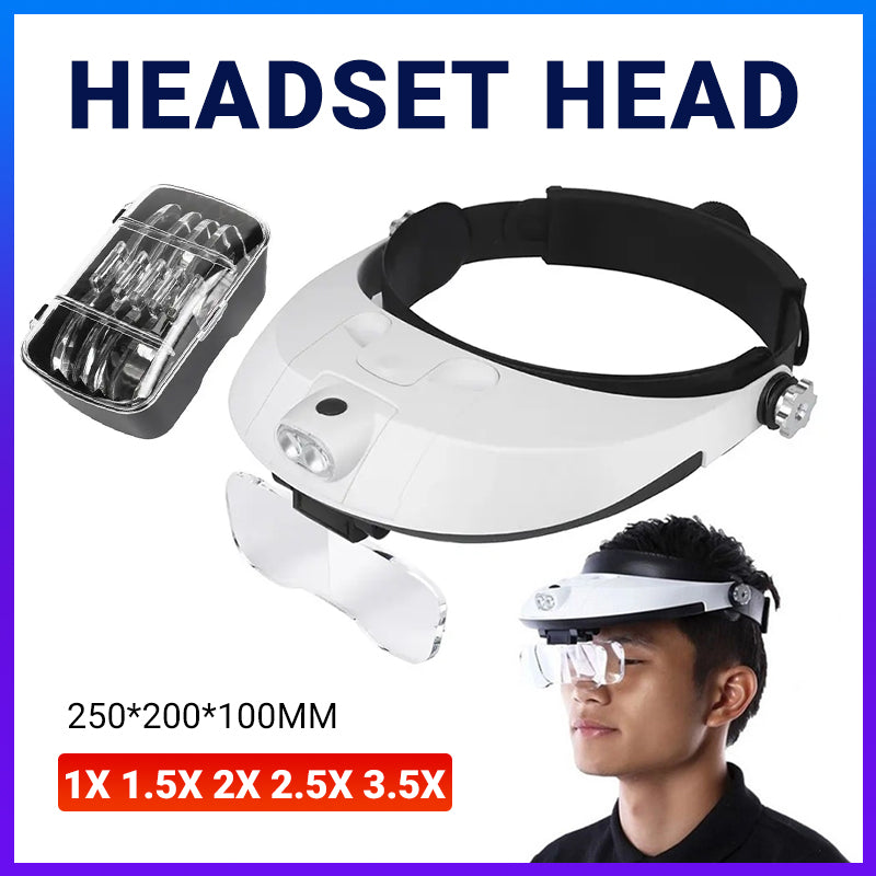 LED Headband Magnifier with Headlight Jeweler Loupe