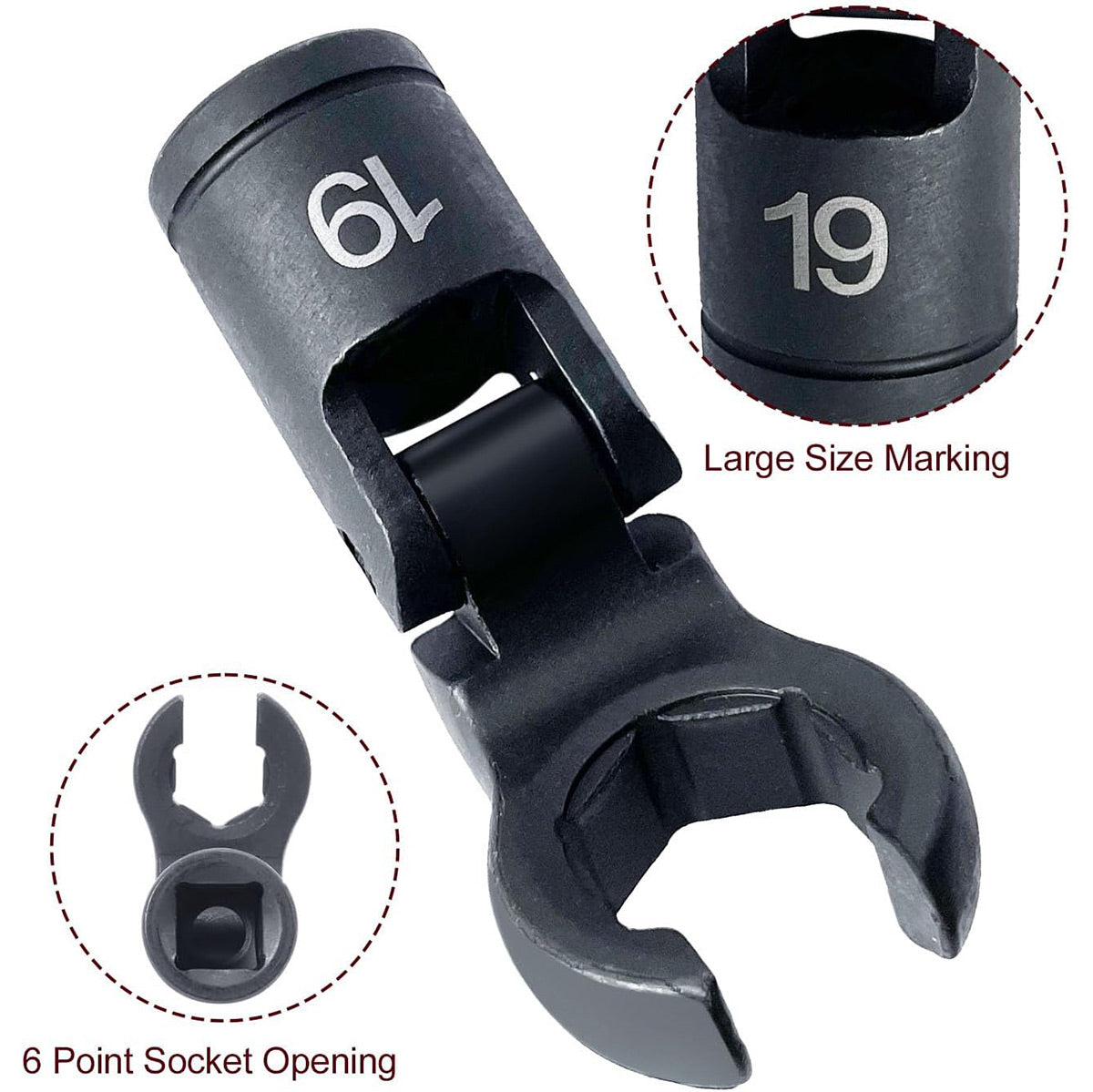 6PCS Fuel Line Wrench Set Swivel Head CR-V for Car Truck