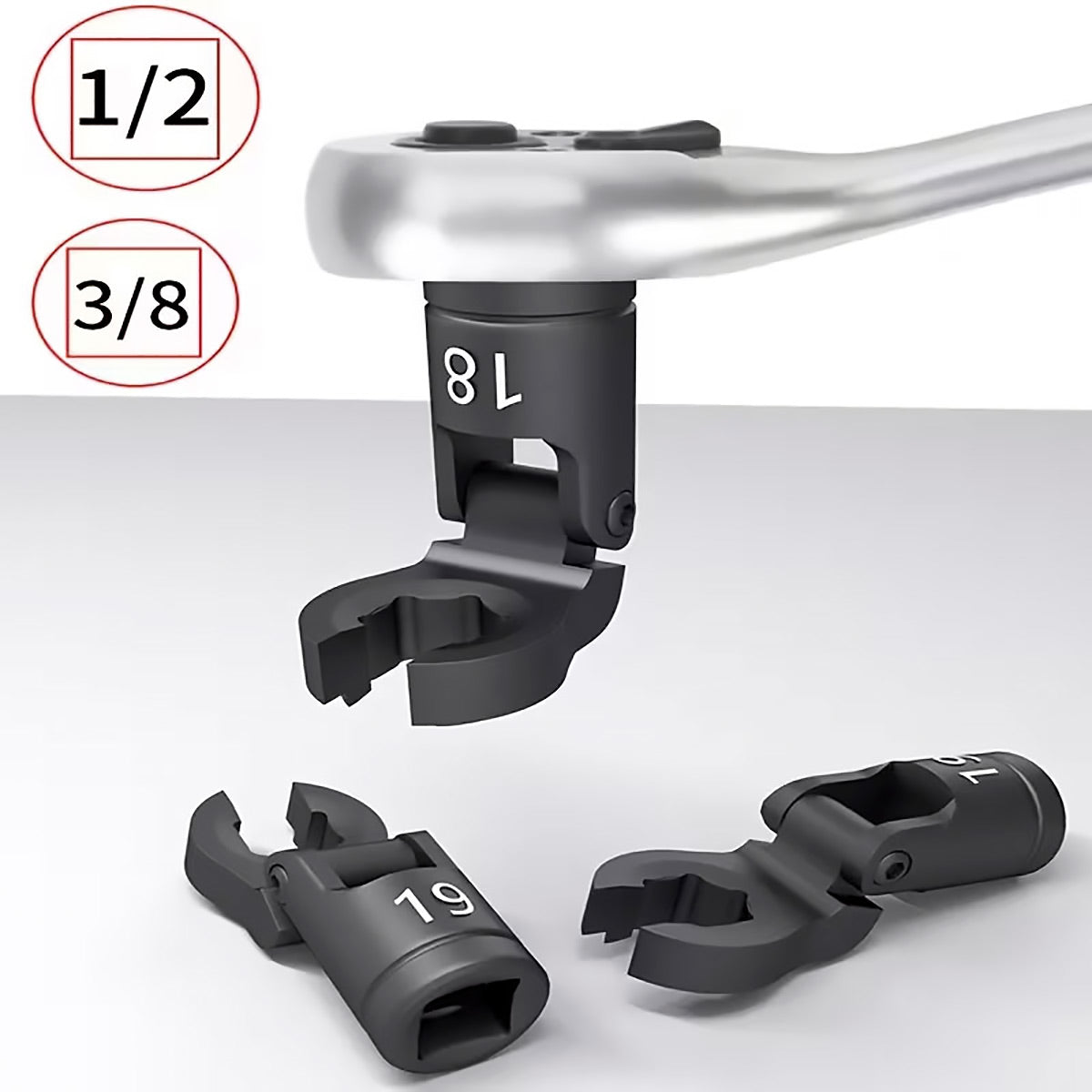 6PCS Flexible Head Fuel Line Wrench Set 12–19mm CR-V Steel