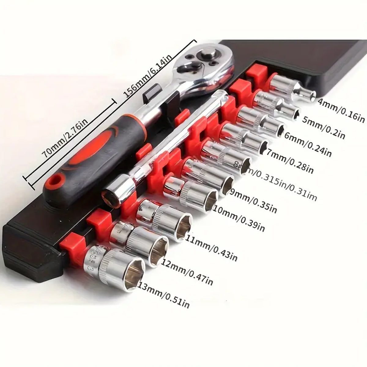12PCS Socket Ratchet Wrench Set Quick Release 1/4" Tool Kit