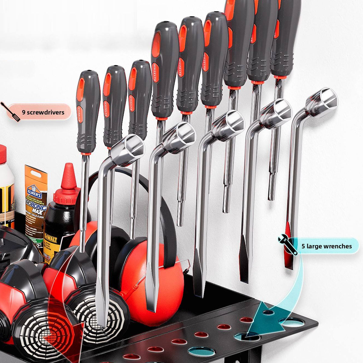 4-Layer Wall-Mounted Power Tool Storage Rack for Drill Screwdriver Organisation