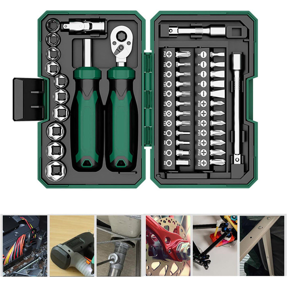 40PCS Portable Ratchet Screwdriver Kit with Magnetic Bit Holder for DIY Repair