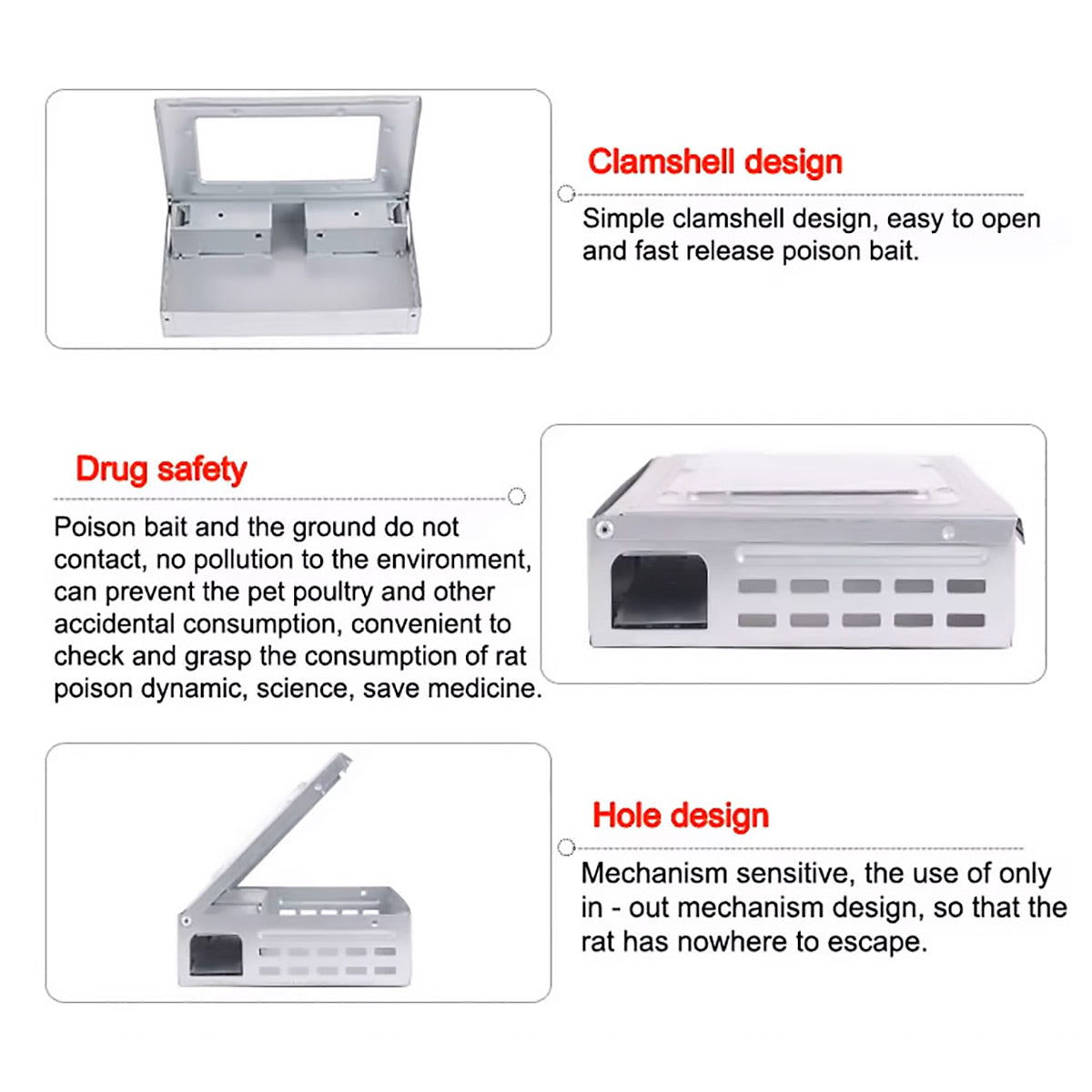 Mouse Trap Bait Box Rodent Control Station Reusable Pest Catcher