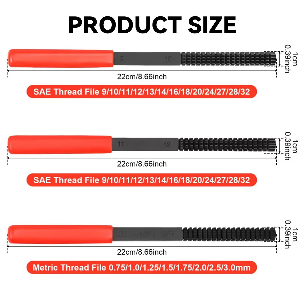 3PCS Thread Repair File Set SAE Metric Metal Hand Files