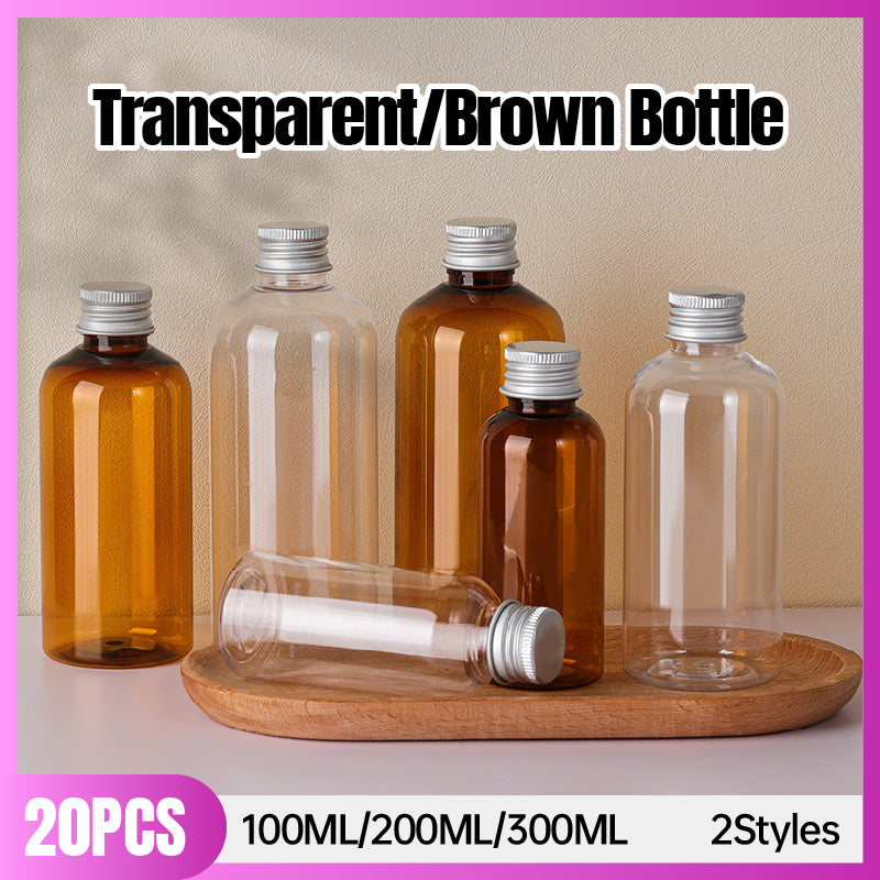 20pcs Travel Cosmetic PET Bottles with Aluminium Lids for Packaging