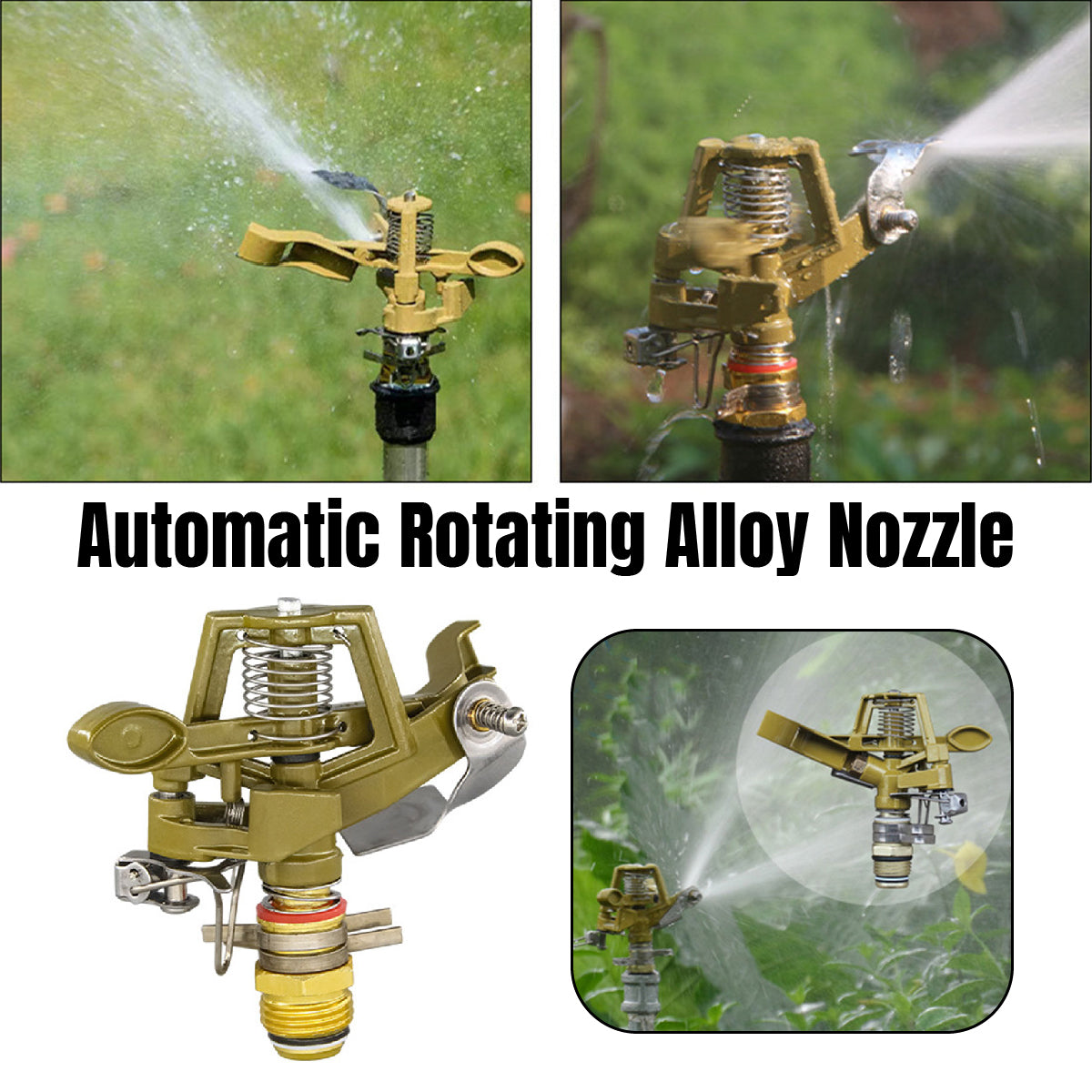 360 Degree Alloy Sprinkler Head Rotating Garden Lawn Nozzle Durable