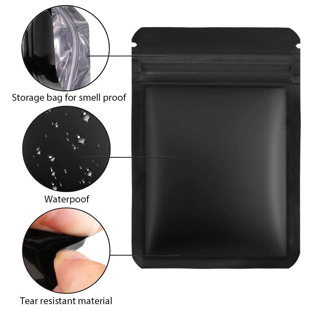100PCS Black Aluminium Foil Resealable Food Storage Pouches